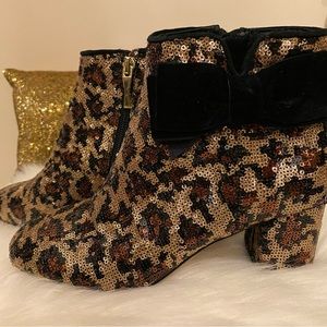 Kate Spade Langley Leopard print sequin boot size 6